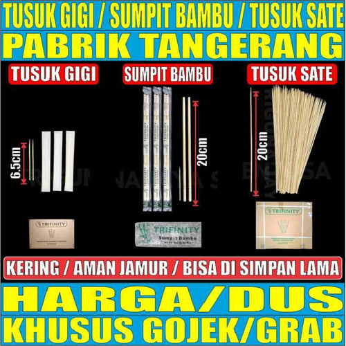 Sumpit Bambu Trifinity + Tusuk Gigi Higienis + Tusuk Sate Dus Gjk