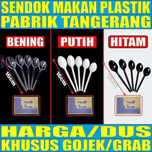 Sendok Makan Plastik Panjang Kuat Tebal Bening Hitam Putih Tft Dus Gjk