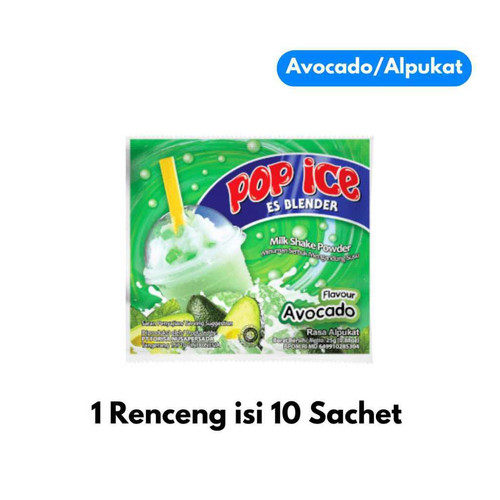 Pop ice 25gr Renceng 10 Sachet Durian Melon Coklat Taro Mangga Vanilla