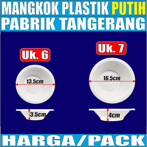 Mangkok Plastik Putih M6 Sedang / M7 Besar Per Pack Sekali Pakai