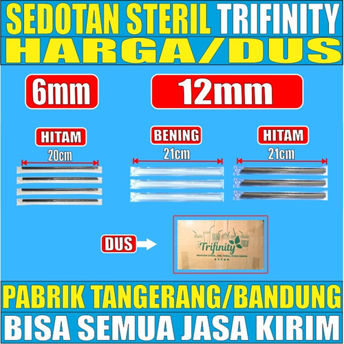 Sedotan teh poci Steril 620 6mm n Bubble 1221 12mm Hitam Bening Dus js Krm