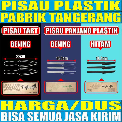 Pisau Kue Tart Ulang Tahun n Pisau Panjang Bening atau Hitam Dus js Krm