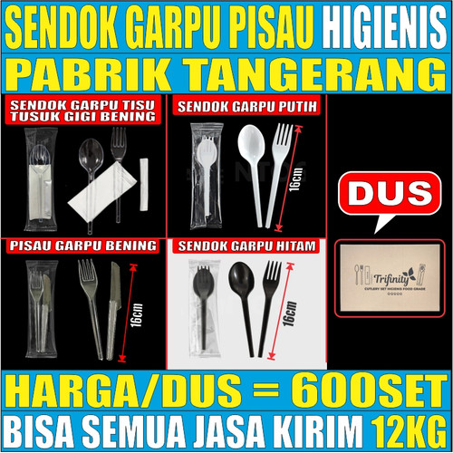 Sendok garpu plastik higienis bening dus semua jasa kirim ekspedisi