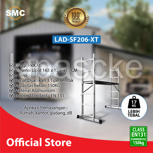 [EZM.0102077] H Ladder Tangga Lipat SF206 6 Step Silver Bentuk H 1.6 Meter Aluminium