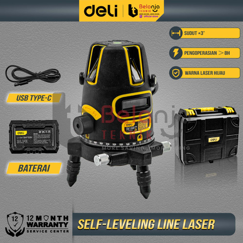 [EZM.3505415] Deli Line Laser Levelling 3 Line EDL332303 Meteran Garis Level 3