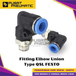 [EZM.9500771] QSL-1/8-8 One Touch Fitting Elbow Male Slip Lock Socket Push In Connector Nipple Nepel Selang 8mm Drat 1/8 Inch FESTO