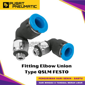 [EZM.9500778] QSLM-M5-4 One Touch Fitting Elbow Male Slip Lock Socket Push In Connector Nipple Nepel Selang 4mm Drat M5 FESTO