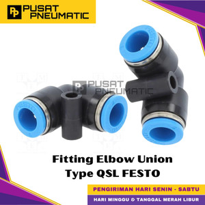 [EZM.9500785] QSL-10 One Touch Fitting Elbow Slip Lock Socket Push In Connector Nipple Nepel Selang 10mm x 10mm FESTO