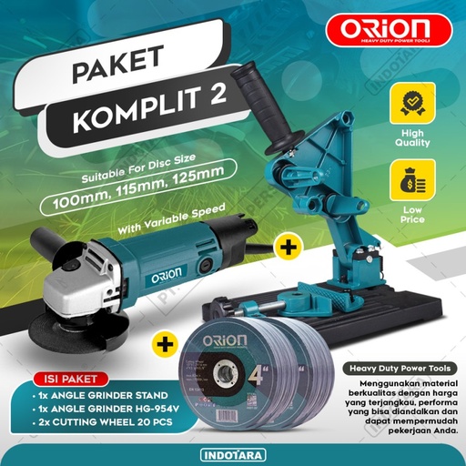 Paket Komplit 2 - Gerinda Tangan Orion HG954V (Variable Speed)