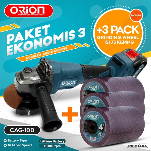 Paket Ekonomis 3 - Gerinda Tangan CAG100 - 3 Pack Mata Gerinda Poles