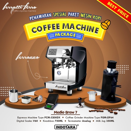 Paket Mesin Kopi Ferratti Ferro - Ferrozzo - Medio Brew 7 - 8