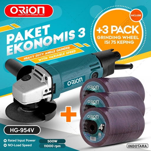 Paket Ekonomis 3 - Gerinda Tangan HG954V - 3 Pack Mata Gerinda Poles