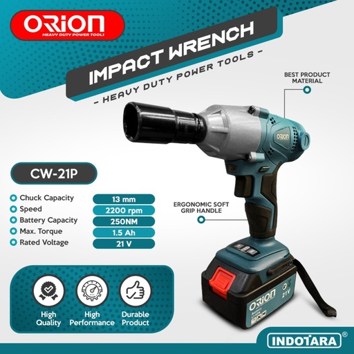 CORDLESS IMPACT WRENCH Mesin Impact Pembuka Baut - Orion CW21P