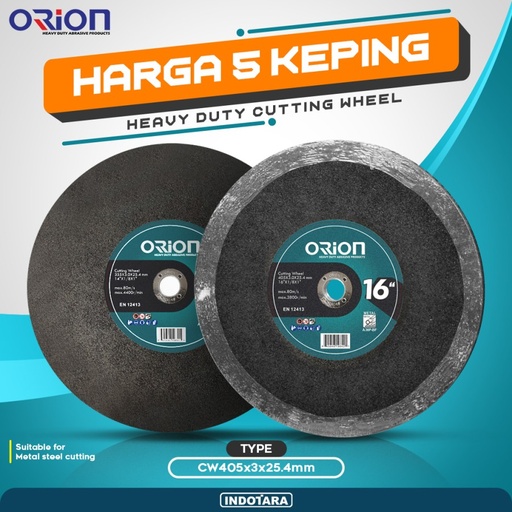 (5 Pcs) Mata Gerinda Potong 16" Cutting Wheel Orion - CW405x3x25.4mm