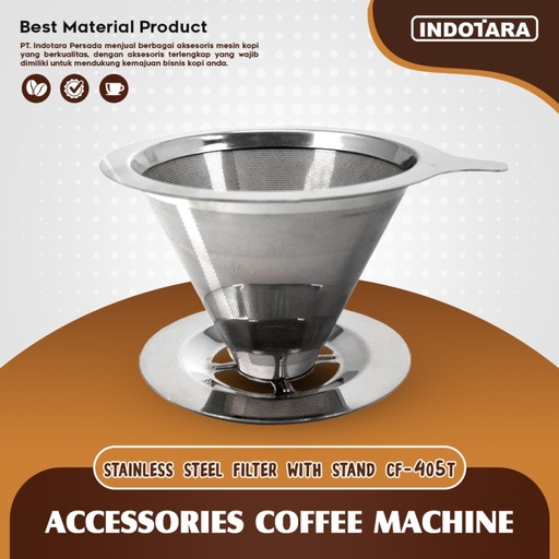 V60 Coffee Dripper Stainless Steel With Stand Saringan Kopi - CF405T