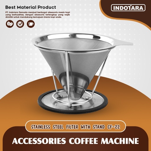 V60 Coffee Dripper Stainless Steel With Stand Saringan Kopi - CF22