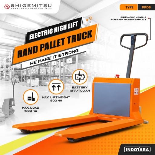 Electric High Lift Hand Pallet Truck SHIGEMITSU PKD8