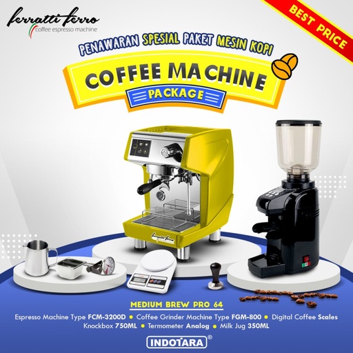 Paket mesin kopi Espresso Medium Brew Pro 64 - 65 - 66