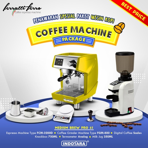 Paket mesin kopi Espresso Medium Brew Pro 61 - 62 - 63