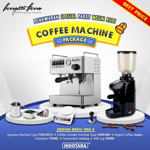 Paket mesin kopi Espresso Medium Brew Pro 4 - 5 - 6