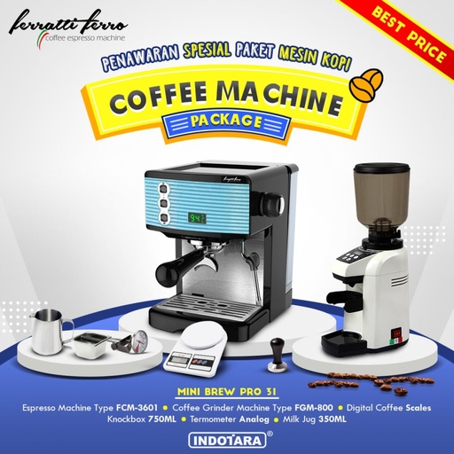 Paket mesin kopi Espresso Mini Brew Pro 31 - 32 - 33