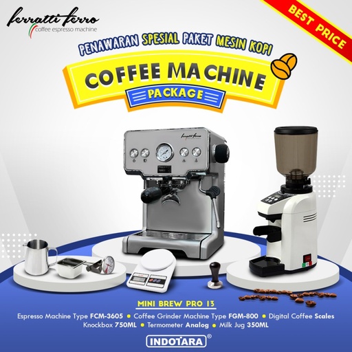 Paket mesin kopi Espresso Mini Brew Pro 13 - 14 - 15