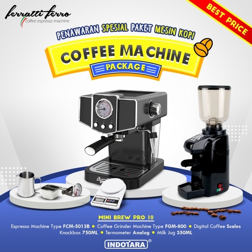 Paket mesin kopi Espresso Mini Brew Pro 10 - 11 - 12