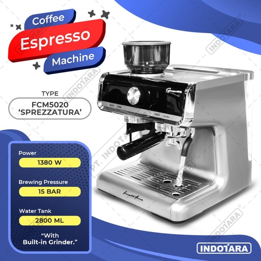 Mesin Kopi Espresso dengan Grinder Kopi Ferratti Ferro FCM-5020