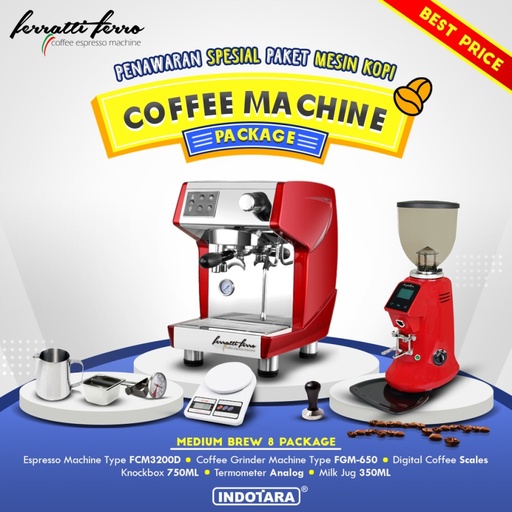 Paket Mesin Kopi Espresso / Mesin Kopi Ferratti Ferro - Medium Brew 8