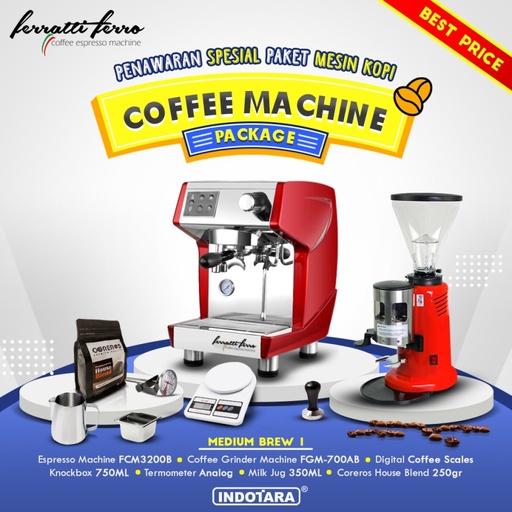 Paket Mesin Kopi Espresso / Mesin Kopi Ferratti Ferro - Medium Brew 1