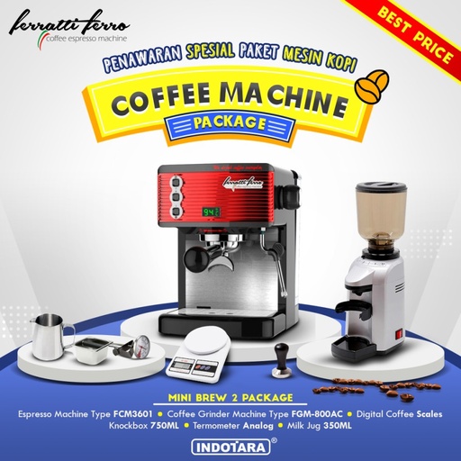 Paket Mesin Kopi Espresso / Mesin Kopi Ferratti Ferro - Mini Brew 2