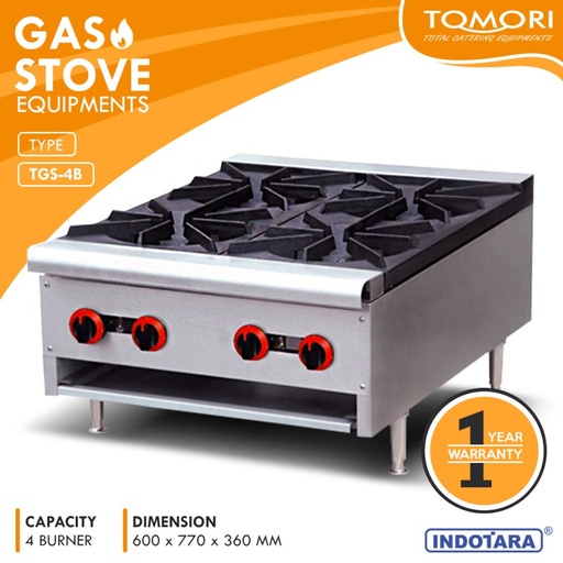 Gas Stove 4 Burner / Kompor Gas 4 Tungku Tomori - TGS4B