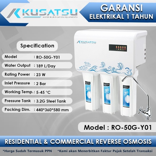 Reverse Osmosis RO-50G-Y01 189L 23W Kusatsu