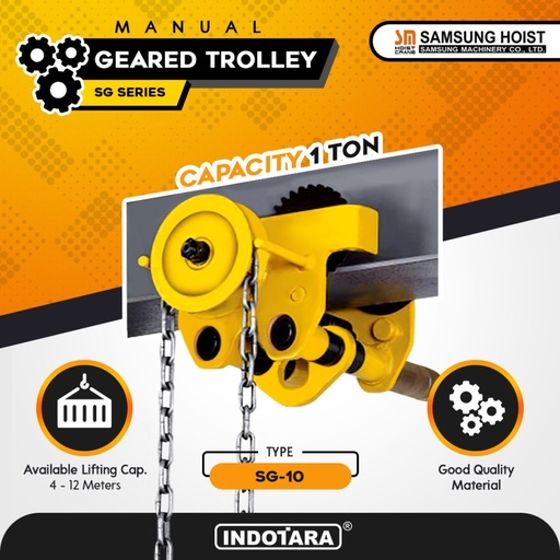 Manual Geared Trolley Troli Katrol Manual 1 Ton Samsung SG-10