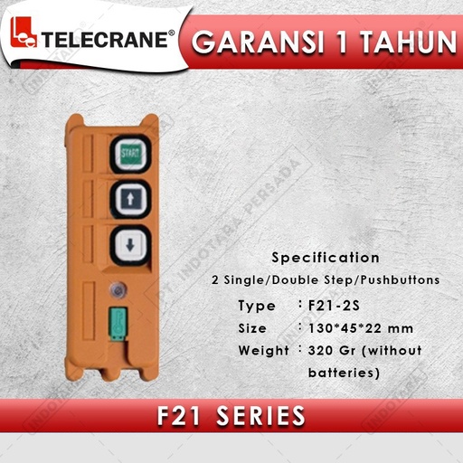 Telecrane Remote Controller F21-2S Single Speed