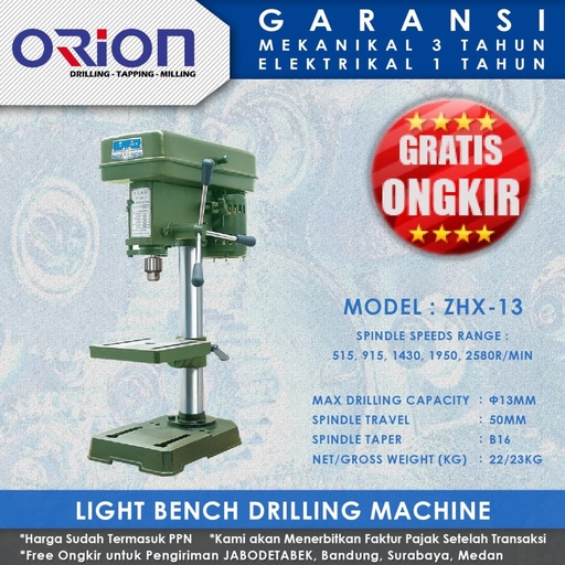 Mesin Bor Duduk Orion Light Bench Drilling Machine ZHX-13