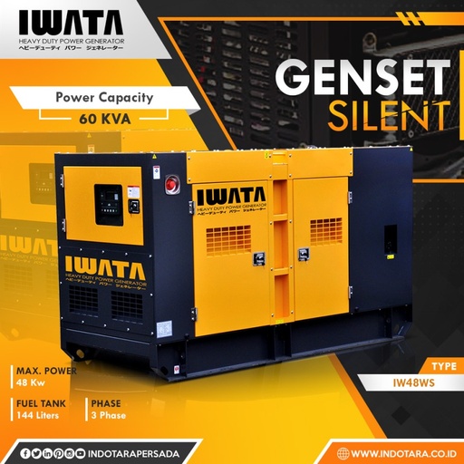 Genset Diesel IWATA 48kw/60Kva Silent - IW48WS