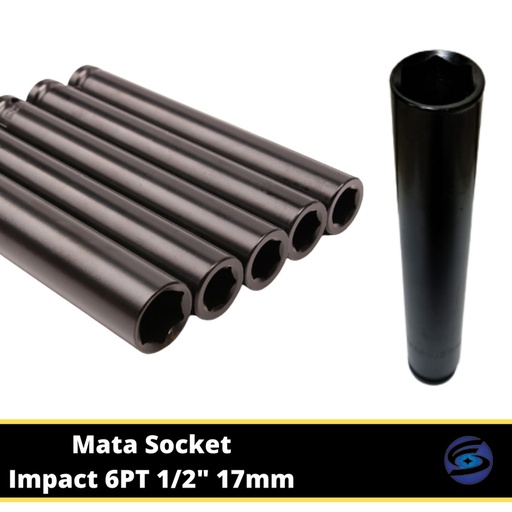 Mata Soket Panjang 17mm 1/2" 6PT / Deep Impact Shock