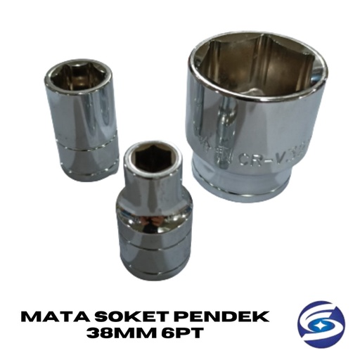 MATA KUNCI SOKET 1/2" 6PT PENDEK 38mm BERBAGAI UKURAN MURAH