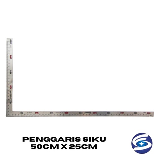 Penggaris Siku Stainless Steel 50cm x 25cm / Penggaris Siku 500mm