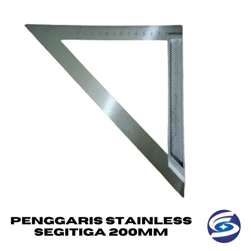 Penggaris Stainless Segitiga 200mm / Penggaris Siku Segitiga 20cm