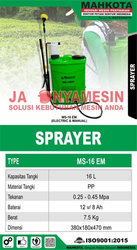 MESIN SPRAYER MAHKOTA MS 16 EM 2 in 1 GARANSI 1 TAHUN