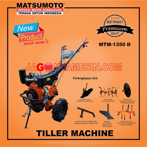 TRAKTOR MINI | MESIN BAJAK TANAH KERING DAN BASAH MTM-1350 D