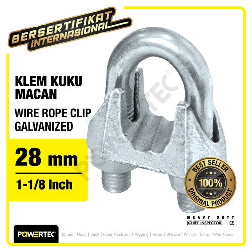 Wire Rope Clip / Klem Seling Kuku Macan Galv 28mm - 1-1/8" POWERTEC