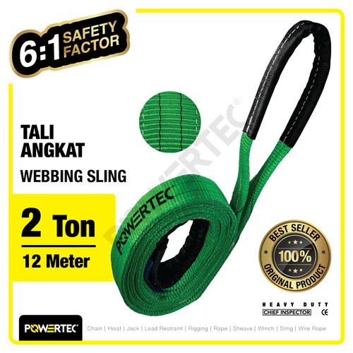 Webbing Sling Belt / Tali Angkat 2 Ton x 12 Meter POWERTEC Double Ply