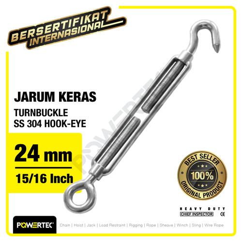 Turnbuckle / Jarum Keras SS 304 Hook & Eye M24 Span Skrup POWERTEC