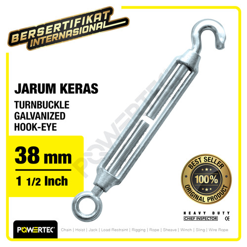 Turnbuckle / Jarum Keras Galv Hook & Eye M38 Span Skrup POWERTEC