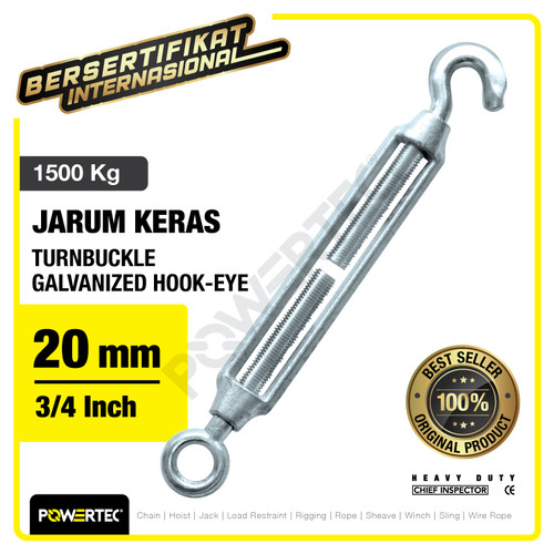 Turnbuckle / Jarum Keras Galv Hook & Eye M20 Span Skrup POWERTEC