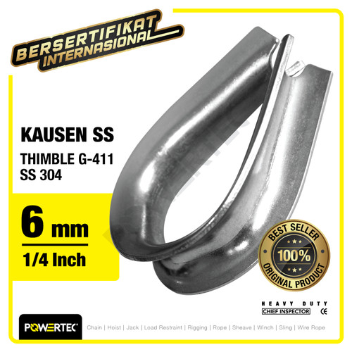 Thimble Wire Rope Kausen Sling SS 304 6mm - 1/4" POWERTEC