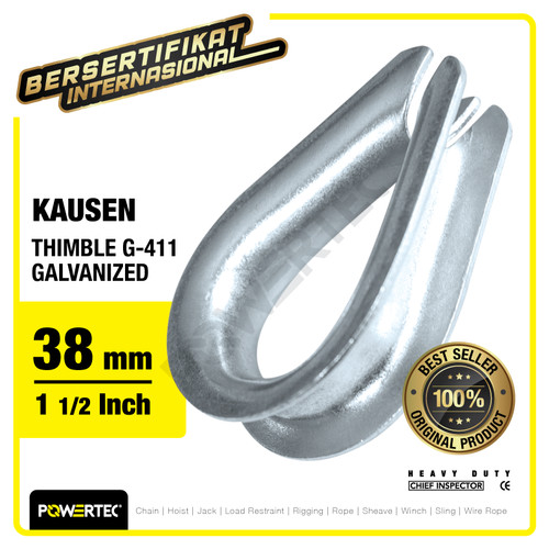 Thimble Wire Rope Kausen Sling G-411 38mm - 1-1/2" Galvanized POWERTEC